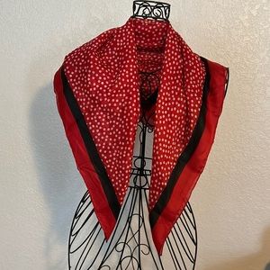 Dopio 100% silk scarf from the 80’s. Red with white polka dots.